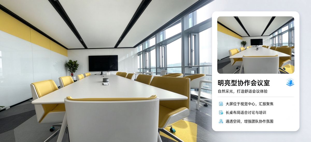 展厅接待实景 2 — 企业展厅与访客接待：产品演示 + 远程讲解 + 签离一体