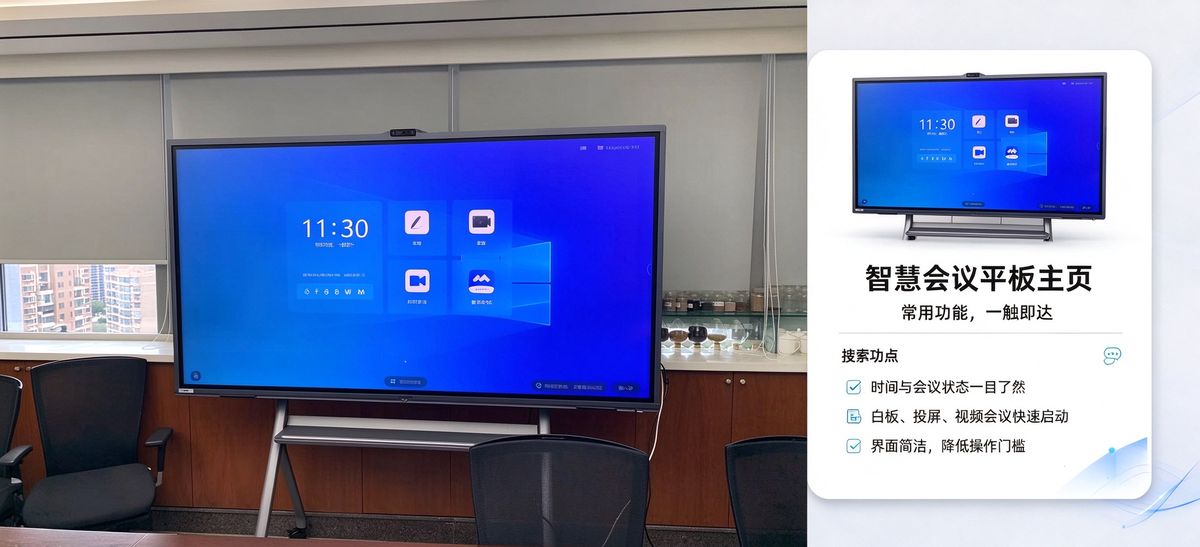 展厅接待实景 6 — 企业展厅与访客接待：产品演示 + 远程讲解 + 签离一体