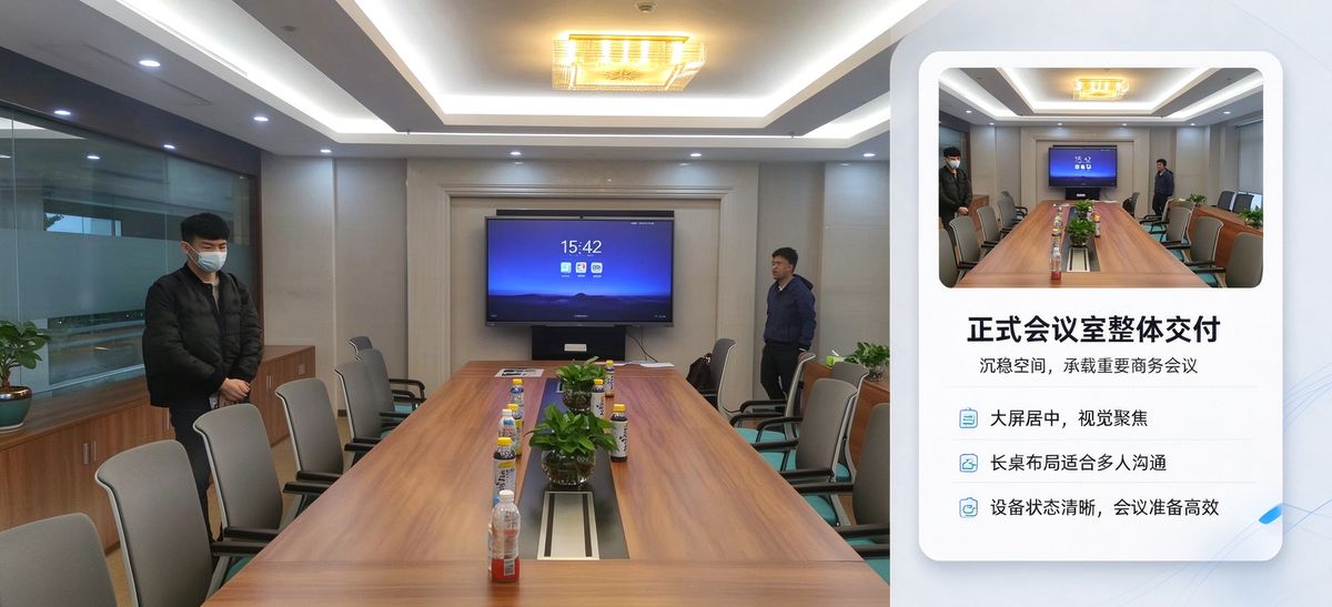 指挥调度中心实景 2 — 集团调度与应急指挥:多路视频会商 + 大屏拼接上墙